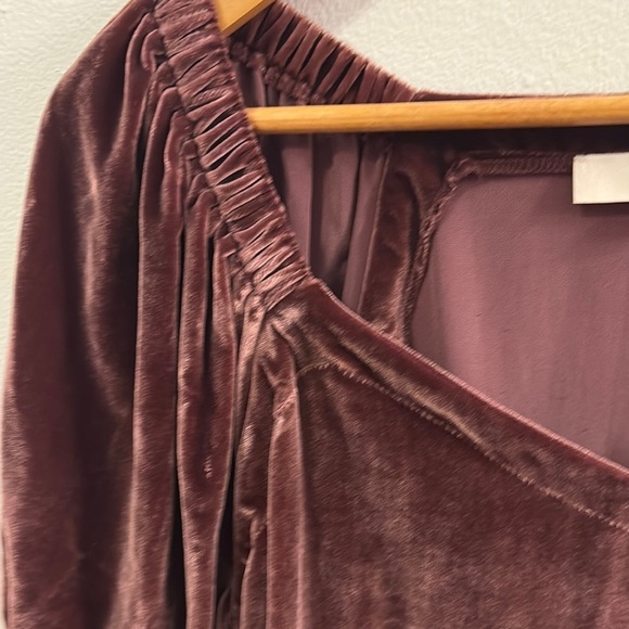 Ann Taylor LOFT Velvet Purple Puff Sleeve Fitted Blouse Small Whimsigoth - Picture 10 of 12